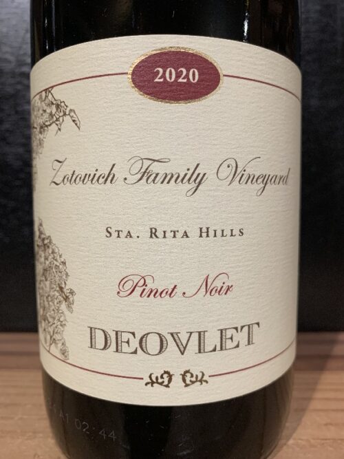 2020 Deovlet Pinot Noir, Zotovich Family Vineyard, Santa Rita Hills, Santa Barbara - NEW VINTAGE!